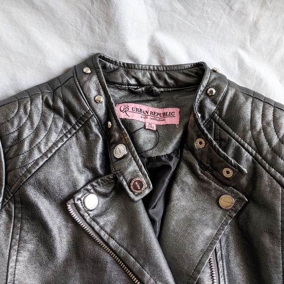 NWT Urban Republic girl Feux leather moto jacket size 16 - Picture 10 of 12